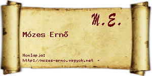 Mózes Ernő névjegykártya